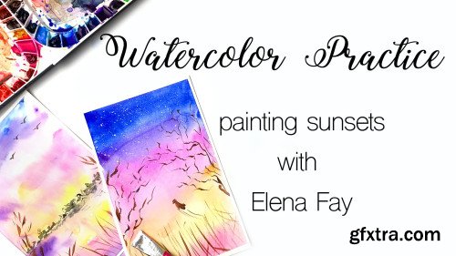 Watercolor Practice for Beginners/ Painting Sunsets with Watercolor