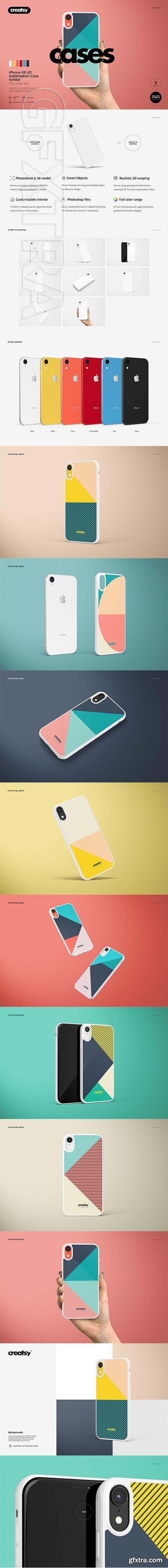 CreativeMarket - iPhone XR 2D Case (white) Mockup Set 3630087
