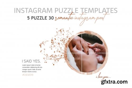 CreativeMarket - Romantic Instagram Puzzle Templates 3539202