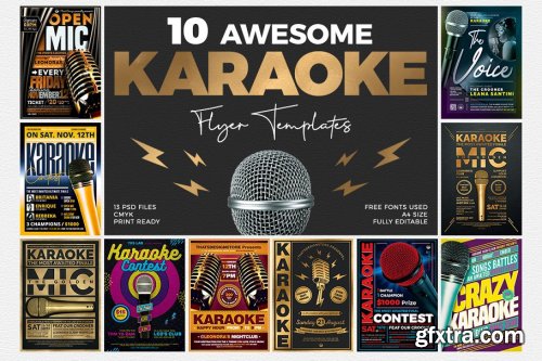 CreativeMarket - 10 Karaoke Flyer Bundle 3577150