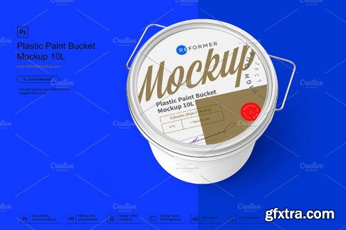CreativeMarket - Plastic Paint Bucket Mockup 3619250