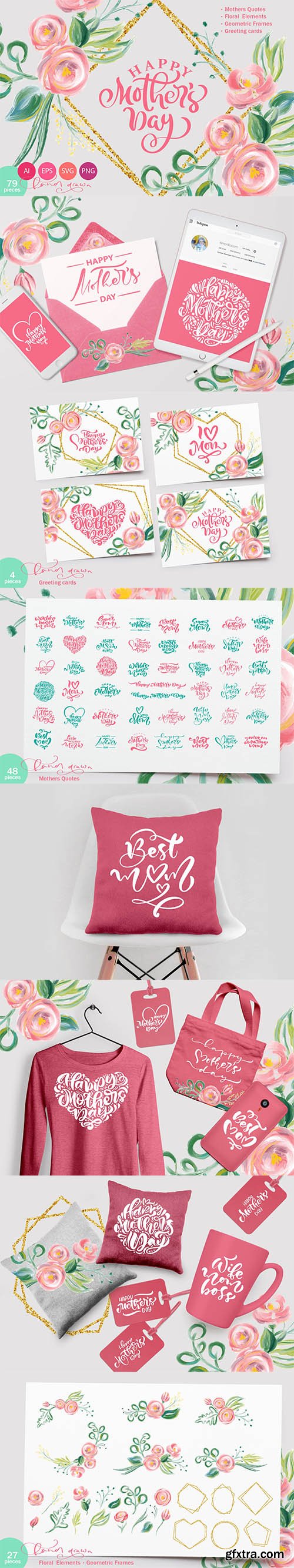 Happy Mother`s Day Vector Flower SVG