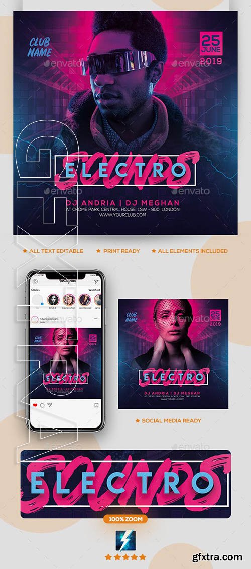 GraphicRiver - Electro Sounds Party Flyer 23534132