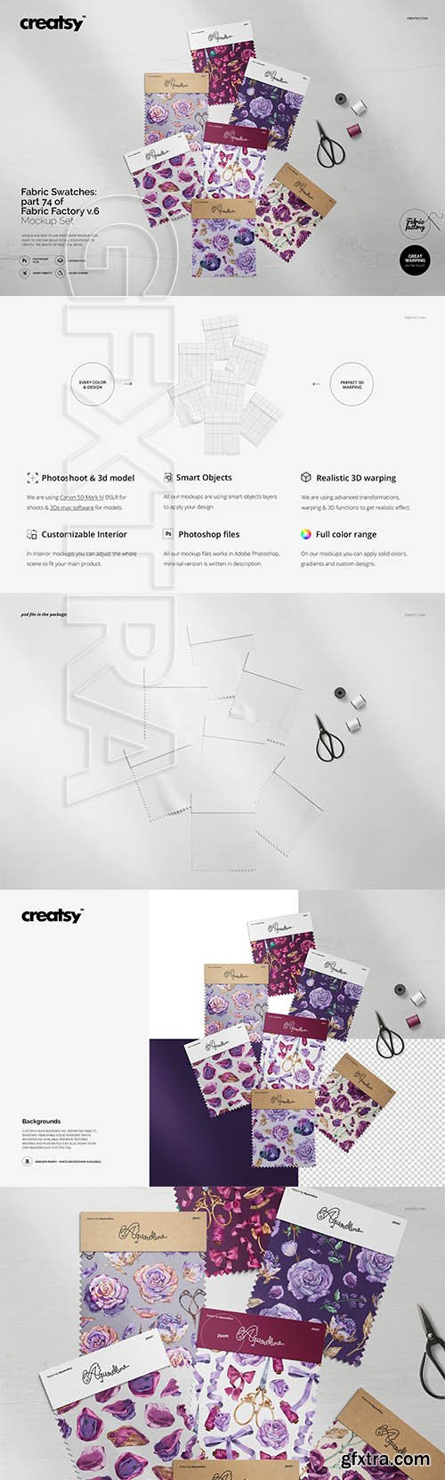CreativeMarket - Fabric Swatches Mockup 74FF v6 3354663