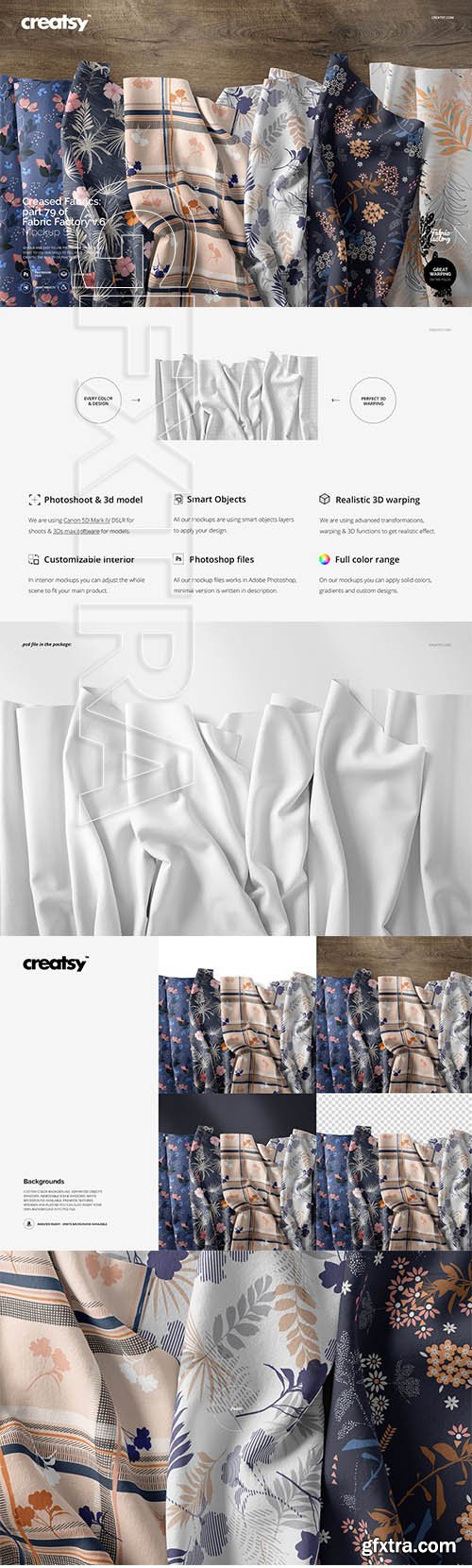 CreativeMarket - Creased Fabrics Mockup 79FF v6 3365316