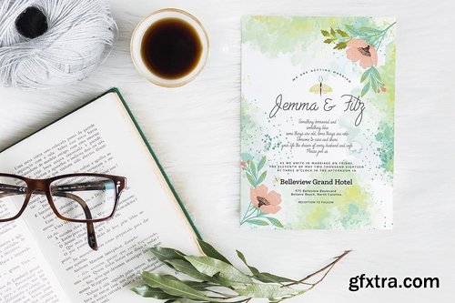 Lime Floral Wedding Invitation