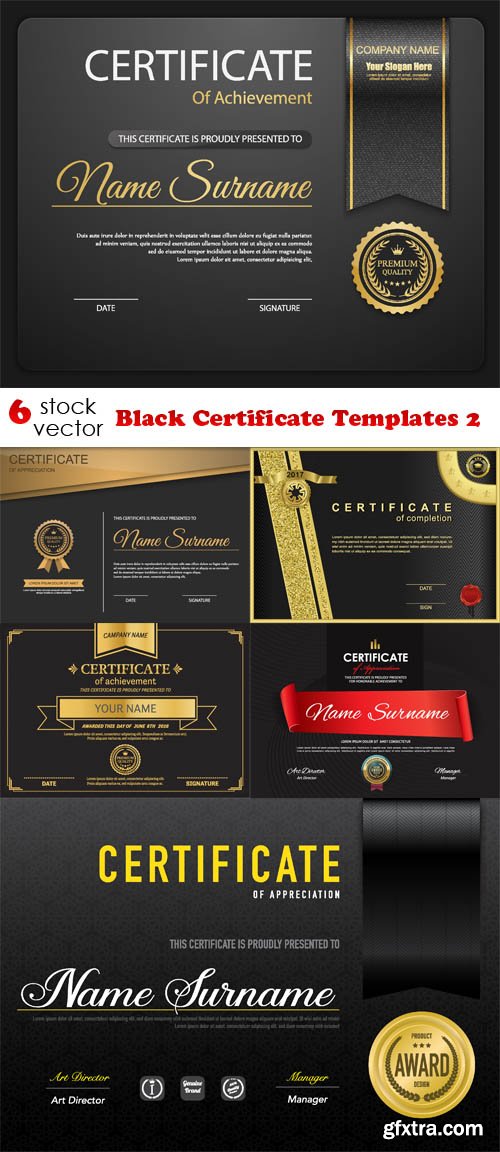 Vectors - Black Certificate Templates 2