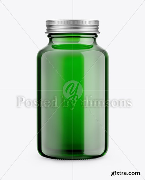 Green Glass Pills Bottle Mockup - Front View Green Glass Pills Bottle Mockup - Front View