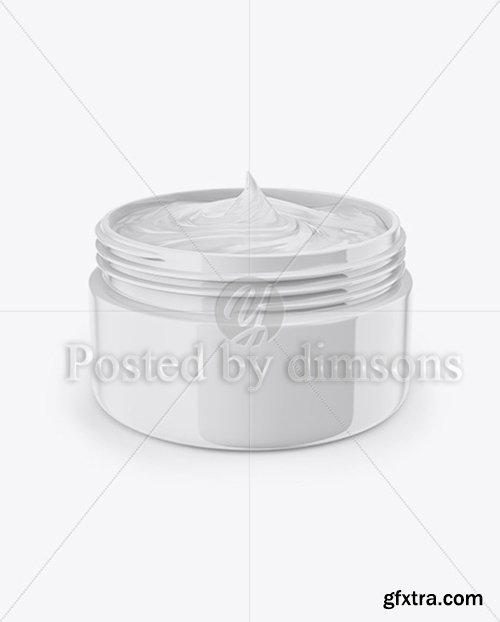 Opened Glossy Jar With Cream Mockup Opened Glossy Jar With Cream Mockup