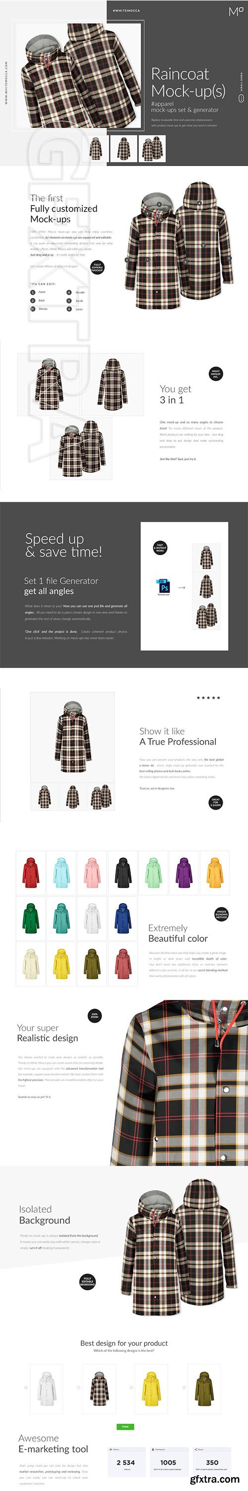 CreativeMarket - Raincoat Mock-ups Set & Generator 3474134