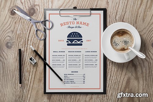 Vintage Burger Menu