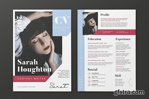 Clean Minimalist CV Resume AI and PSD Flyer Vol.32