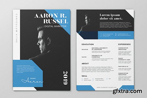 Clean Minimalist CV Resume AI and PSD Flyer Vol.36
