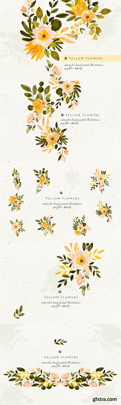 Yellow Watercolor Flowers