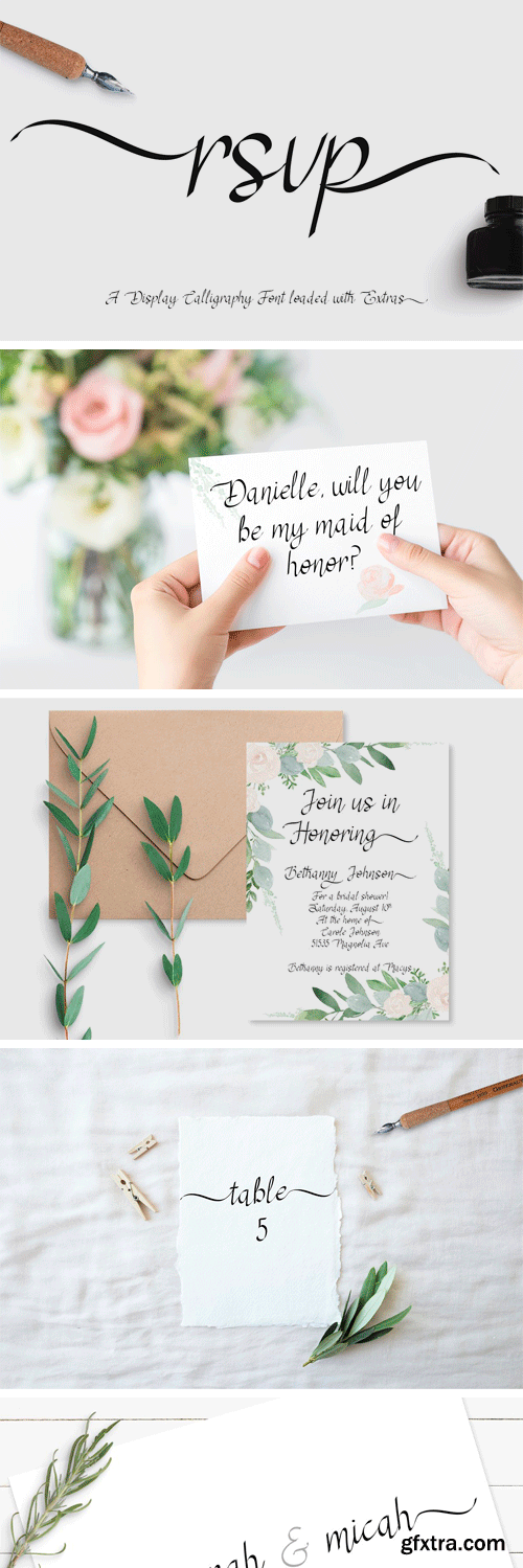 CM - RSVP Display Calligraphy Font + 3335444