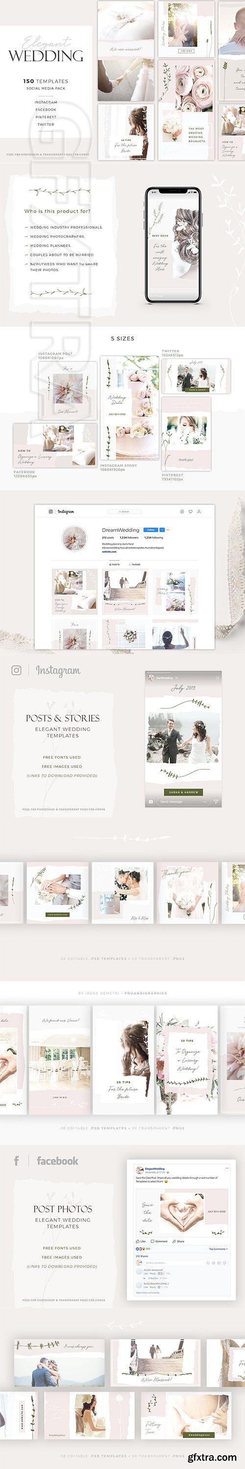 CreativeMarket - Elegant Wedding Social Media Pack 3660705