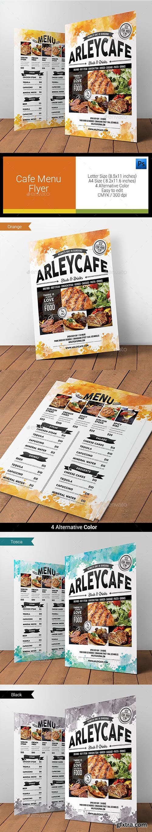Watercolor Cafe Menu Flyer 11878106