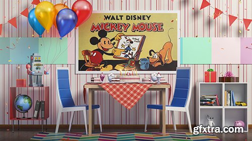 Poster in the Birthday Interior Room Mockup Poster in the Birthday Interior Room Mockup