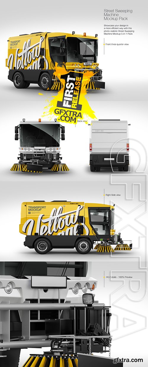 Street Sweeping Machine Mockup Pack Street Sweeping Machine Mockup Pack