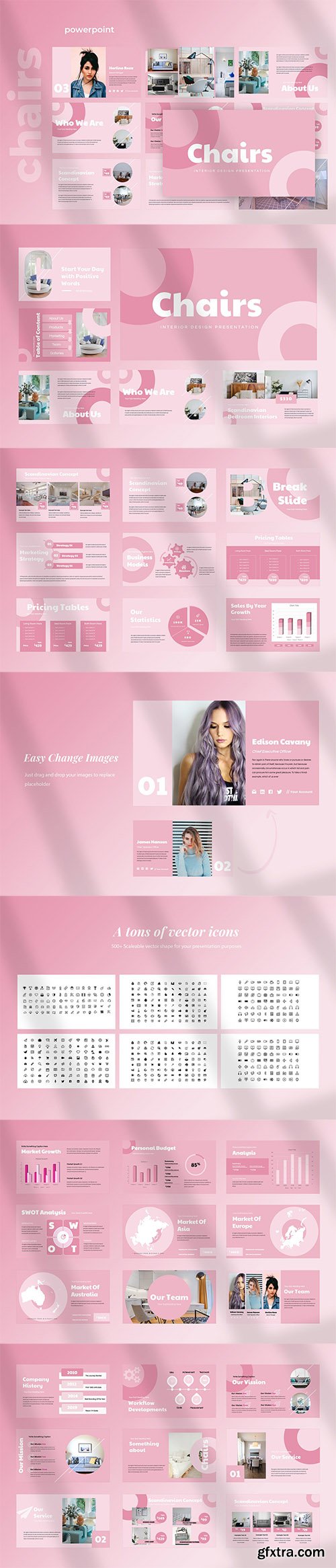 Chairs - Furniture Powerpoint, Keynote, Google Slides Templates