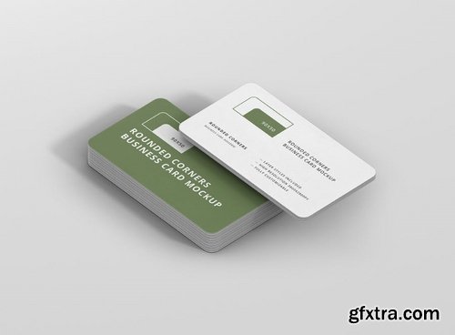 Download Business Card Mockup Stack 90x50 Round Corners Gfxtra