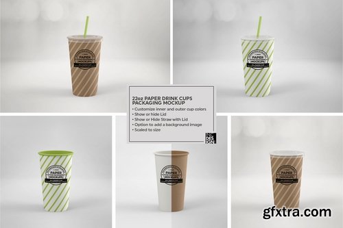 Paper Cold Drink Cups Packaging Mockup