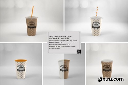 Paper Cold Drink Cups Packaging Mockup