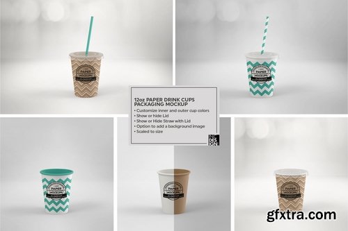 Paper Cold Drink Cups Packaging Mockup