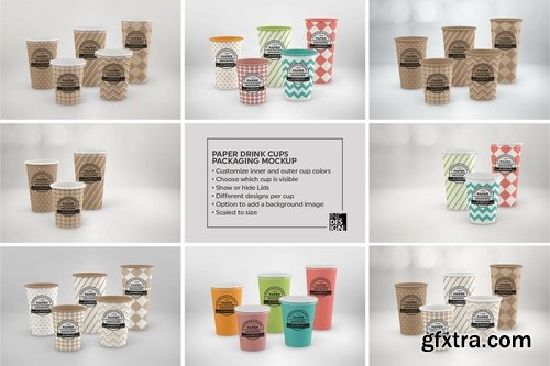 Paper Cold Drink Cups Packaging Mockup