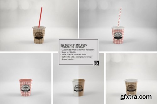 Paper Cold Drink Cups Packaging Mockup