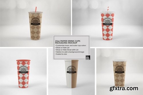 Paper Cold Drink Cups Packaging Mockup