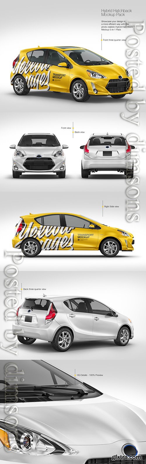 Hybrid Hatchback Car Mockup Pack