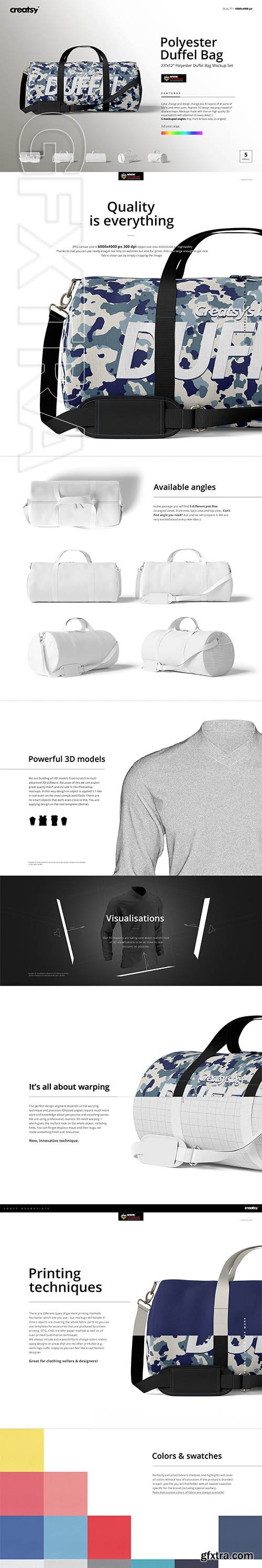 CreativeMarket - Duffel Bag Mockup Set (23x12) 3617590