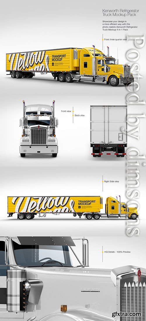 Kenworth Refrigerator Truck HQ Mockup Pack Kenworth Refrigerator Truck HQ Mockup Pack