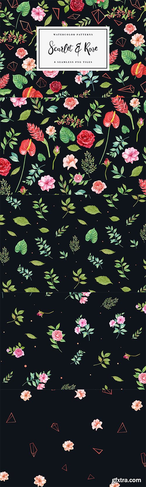 Scarlet & Rose - Seamless Patterns