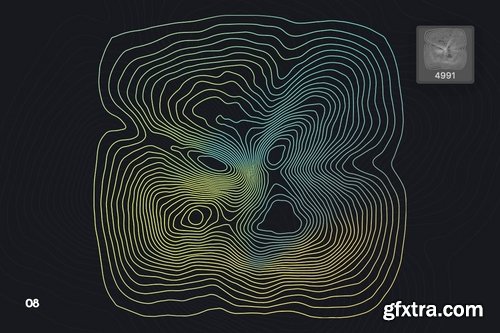 Topographic Map Photoshop Brushes