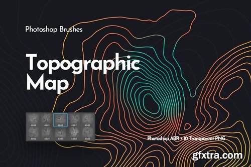 Topographic Map Photoshop Brushes