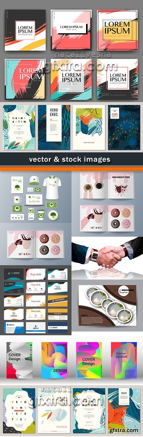 Business templates and business cards set illustrations