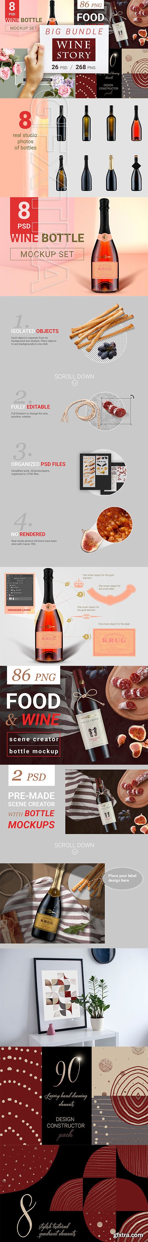 CreativeMarket - Wine and Food Scene Creator Bundle 3441527