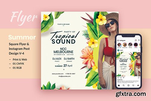 Tropical Sound Flyer & Instagram Post Template V-4 Tropical Sound Flyer & Instagram Post Template V-4