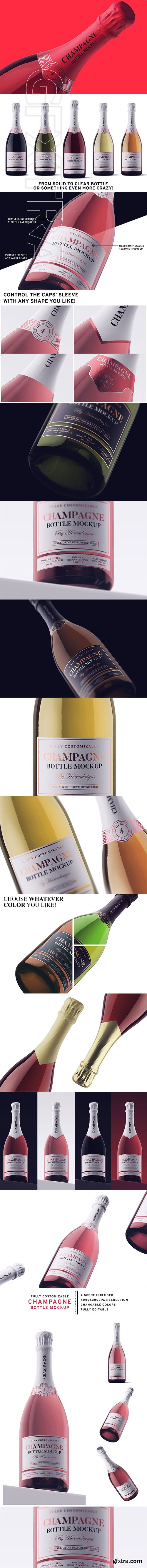 CreativeMarket - Champagne Bottle Mockup 3715822