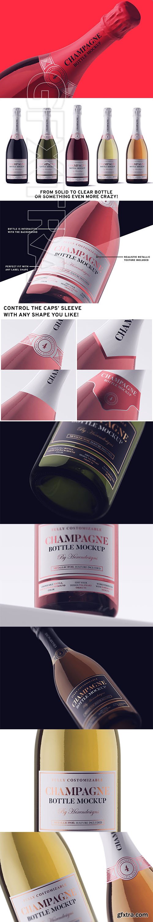 CreativeMarket - Champagne Bottle Mockup 3715822