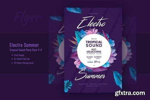 Electro Summer & Tropical Sound Flyer Template V-4