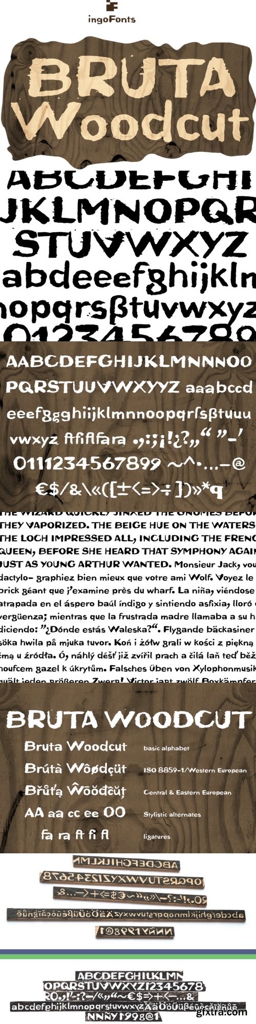 Bruta Woodcut Font