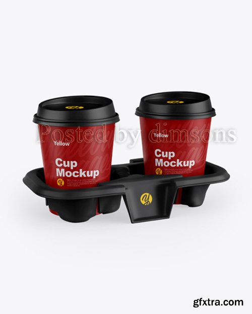 Matte Holder with Coffee Cups Mockup Matte Holder with Coffee Cups Mockup