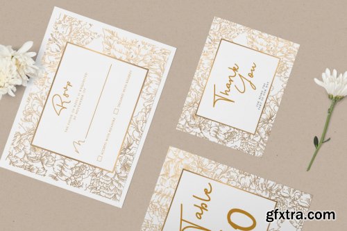 Luxury Golden Wedding Invitation Set