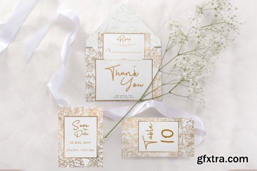 Luxury Golden Wedding Invitation Set