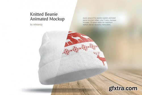 CreativeMarket - Knitted Beanie Animated Mockup 3646414