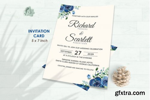 Wedding Invitation Set #9 Hand Painted Watercolor Floral Flower Style