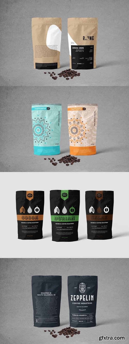 Coffee Pounch Bag Packaging Mockup Bundle
